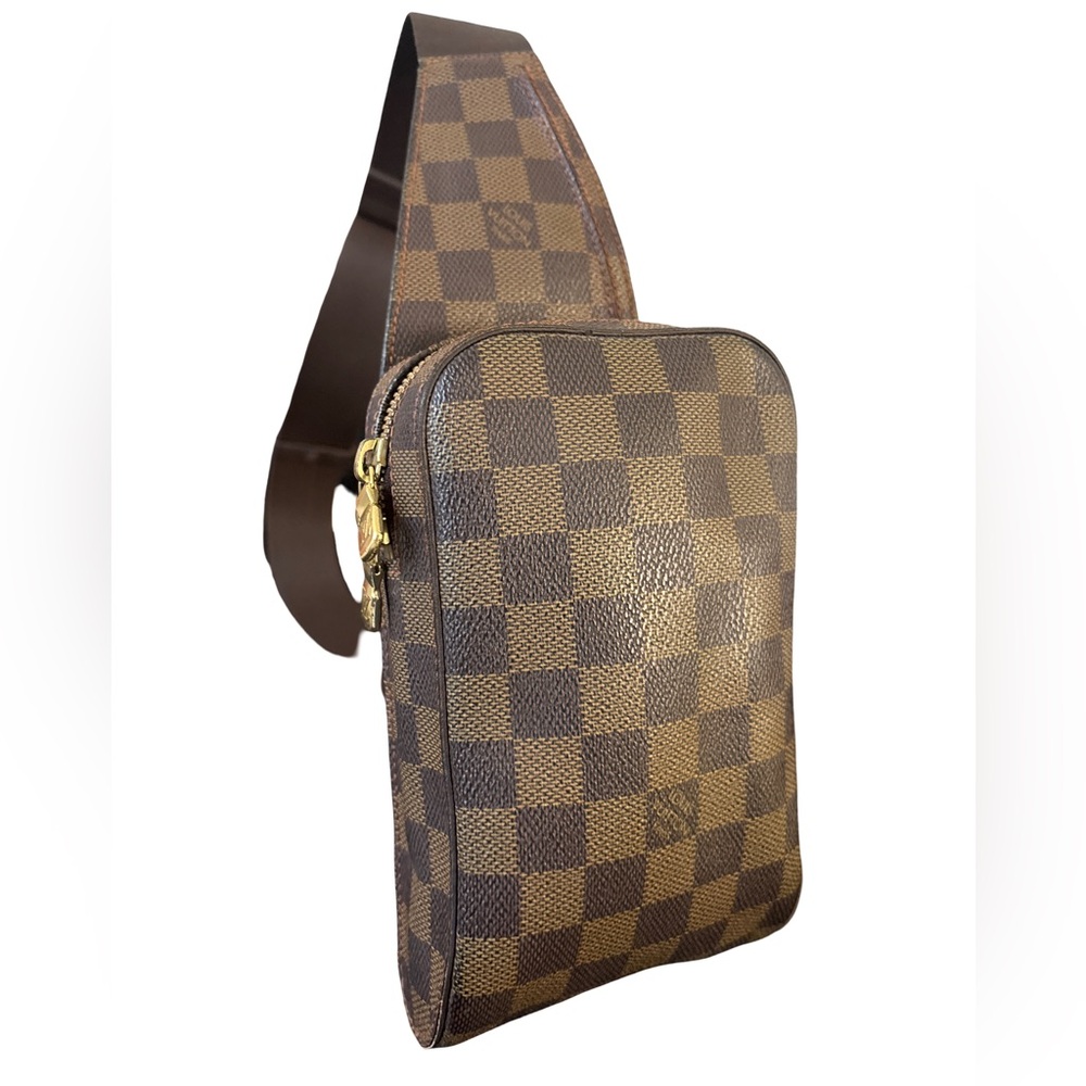 Sold‼️Louis Vuitton Geronimo Damier Ebene Sling Crossbody Body Bag Brown Canvas